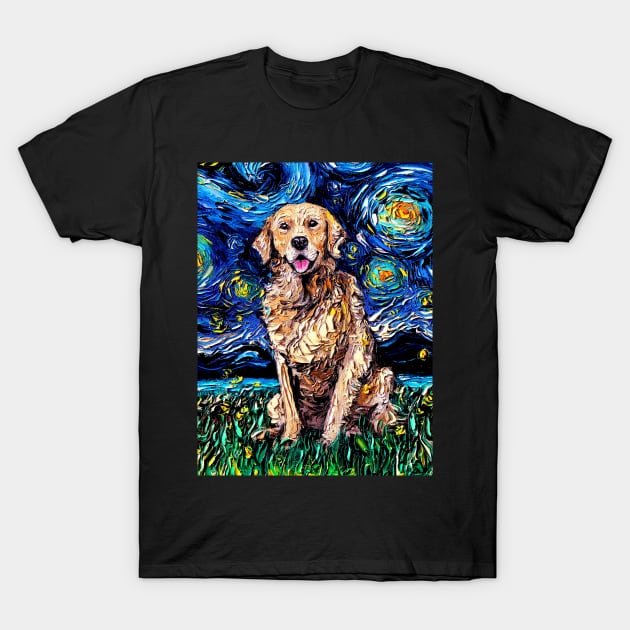 Golden Retriever Night T-Shirt by sagittariusgallery